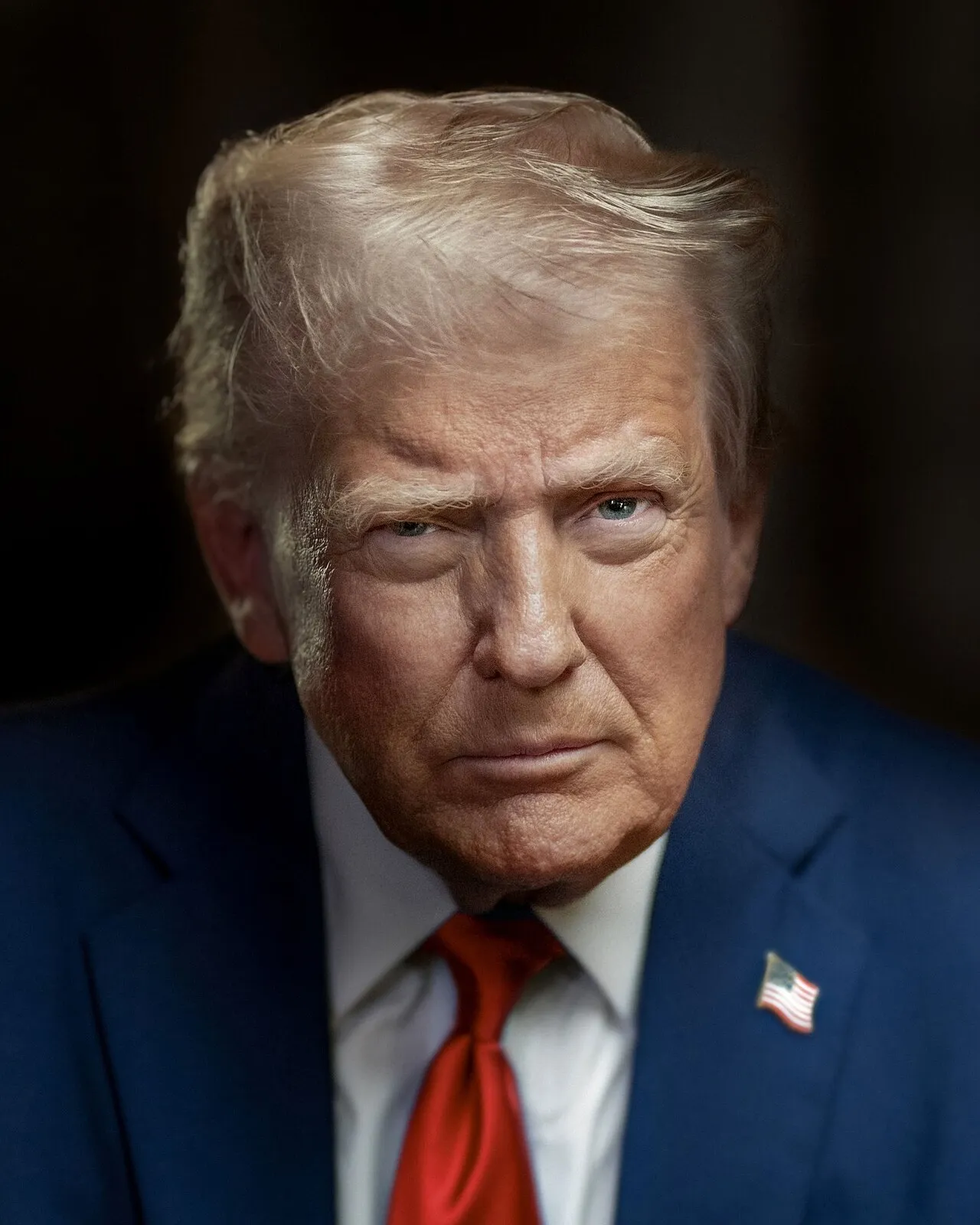 Officieel portret van de Amerikaanse president Donald Trump, die de energiewapenstilstand aankondigde op Truth Social